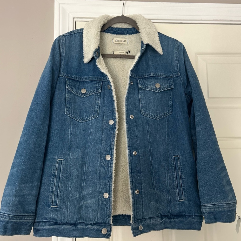 Madewell Blue Jean Jacket with Cream Lining